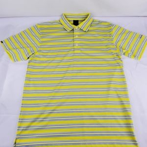 Mens M Medium Polo Shirt DUNNING GOLF Poly Short Sleeve Yellow Savanah Quarters.